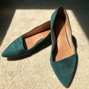 EUC Madewell Green Suede Flats Size 11
